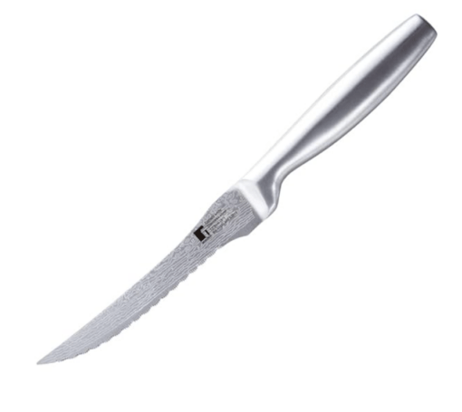 BERGNER Argent Stainless Steel 12.5 cm (5") Tomato Knife for Kitchen or Restaurant, Knife for Multipurpose Use, Hollow Handle with Superior Strength for Grip, Damascus Design